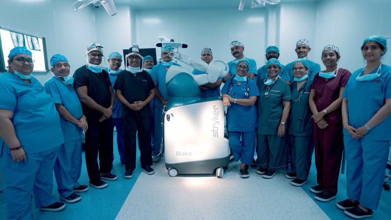 The Revival Bone and Joint Hospital surgical team with the Stryker MAKO robot in Thane