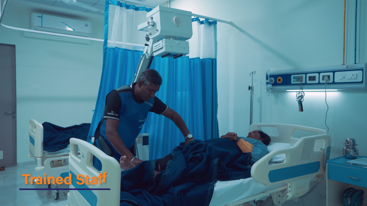 Trained physiotherapist assisting a patient with post-surgery recovery at Revival orthopaedic hospital in Thane